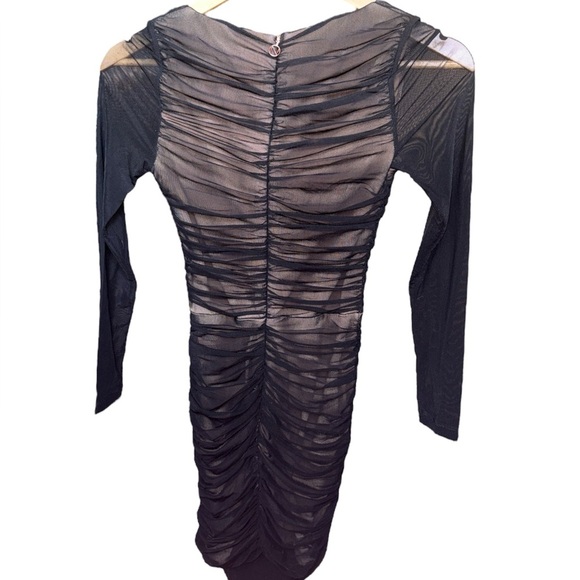 Nookie Vision Mini Dress Ruched Mesh Long Sleeve Black Size Small NWT - Picture 3 of 10